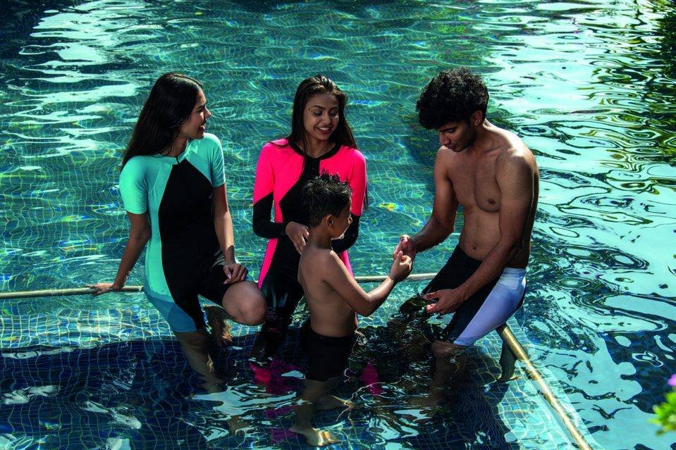 Family in Fiesta Clara sports and activewear